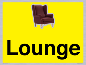 Lounge Dementia Friendly Yellow SIgn